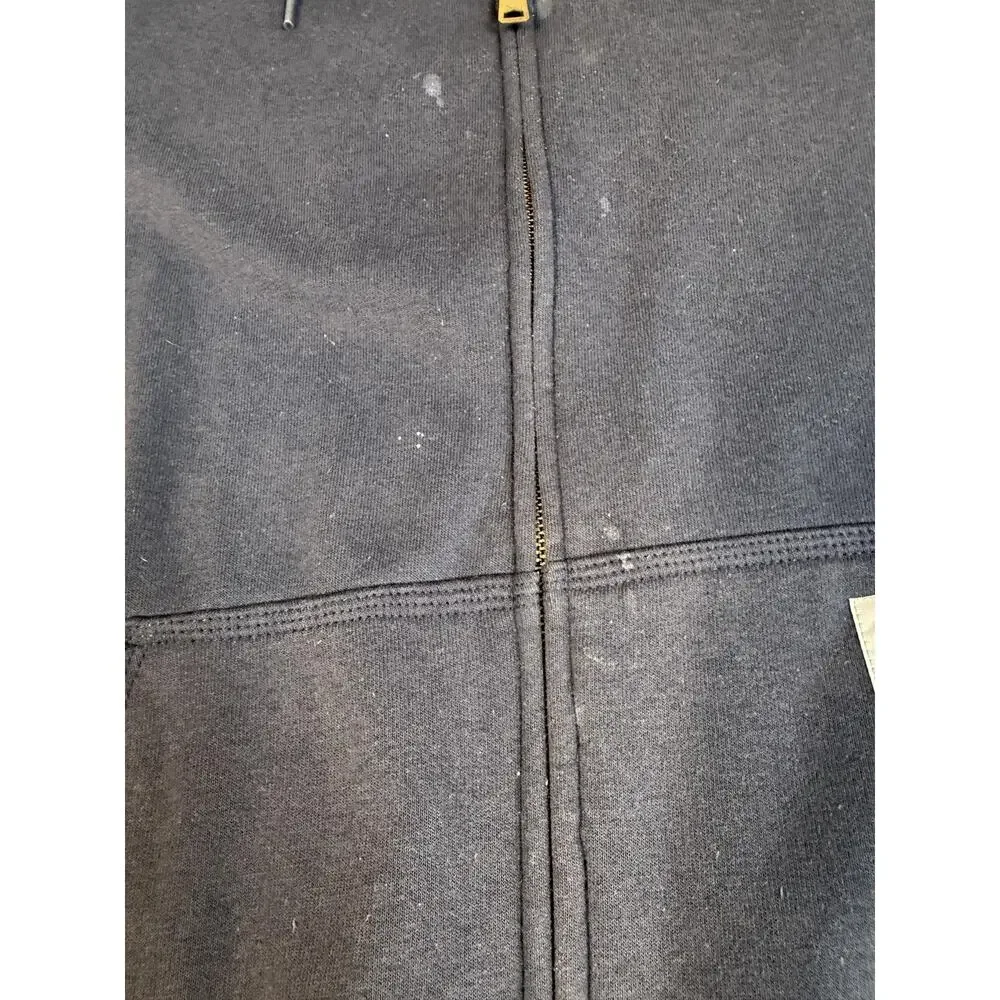 Carhartt Hoodie Mens M Relaxed Blue Full Zip Hooded Lined Fleece Pockets Logo